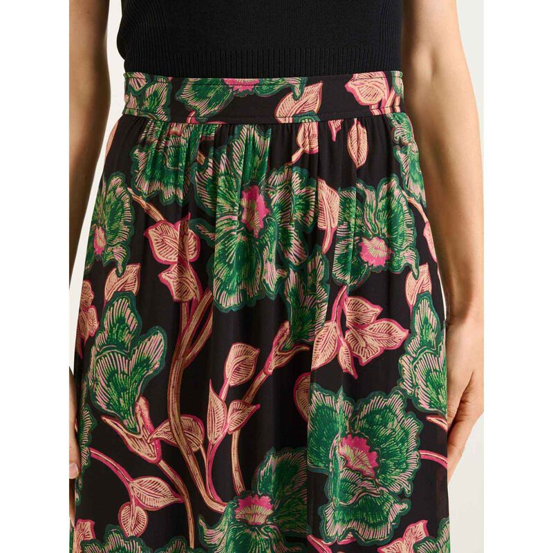 Veronika Maine Noir Batik Bloom Georgette Tiered Maxi Skirt image number 2